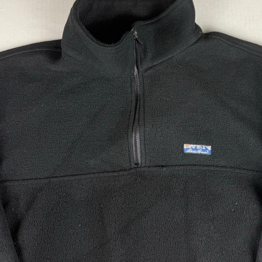 Vintage Eddie Bauer Black Quarter-Zip Fleece Jacket XL - Picture 3 of 8